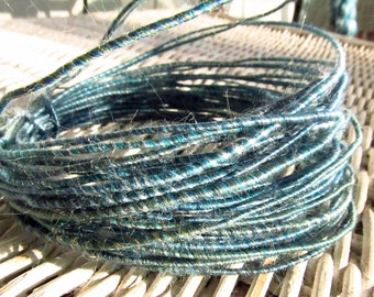 wool fiber wire, shades of blue, coated copper wire