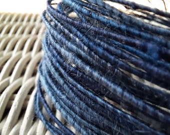 wool fiber wire, shades of blue, coated copper wire