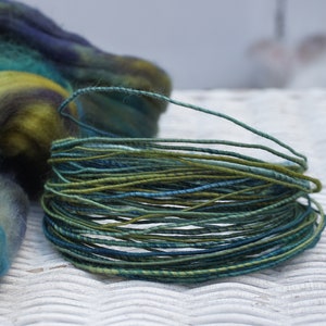 Wool fiber wire deep green and deep blue merino wool image 2