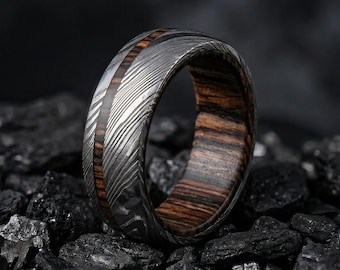 Men’s Wedding Band, Whiskey Barrel Wood Rings, Unique Promise Ring, Male Rings, Mens Wedding Rings, Custom Ring, 6mm