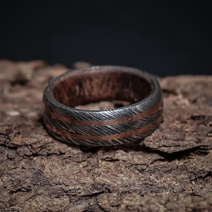 The Coprose, Gift for Her Mens Copper Ring 4mm 6mm 8mm Rings Damascus Ring Silver Ring Copper Wedding Band Unique Wedding Bands Promise Ring