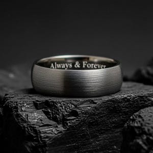 Brushed Titanium Wedding Band, Modern Comfort Fit Ring