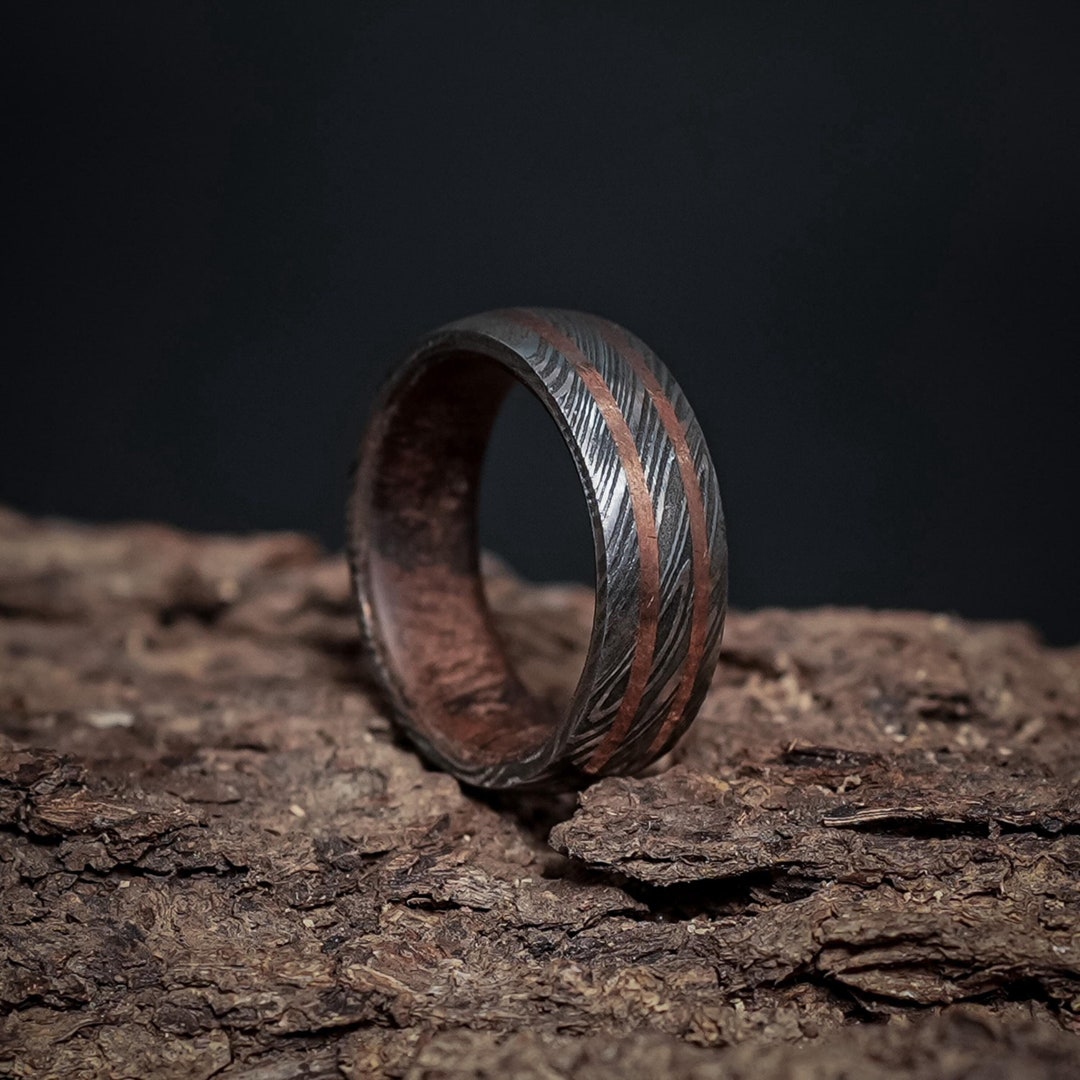 The Coprose, Copper Ring Copper Jewelry Copper Inlay Ring Damascus ...