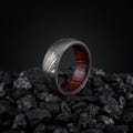 Viking Ring, Damascus Ring, Nordic Ring, Norse Ring, Promise Ring, Anniversary Gift for Him, Unique Womens Ring, Unique Gift, Red Wood Ring