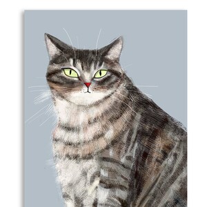 Grey Tabby Cat Card - Blank inside- Everyday Card - Miss You - Thinking of You - Cat Stationary