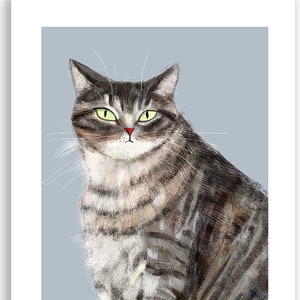 Mr. Chubs Cat Print - Cat Art - Cat Painting - Grey Tabby