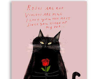 Funny Cat Card - Roses Are Red - Cat Mom or Cat Dad Card