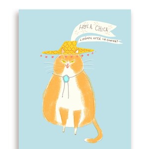 Hola Chica- Donde Esta- Drôle de carte de chat