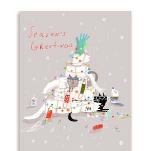 TP Baum Weihnachtskatze Postkarten - 12er Set