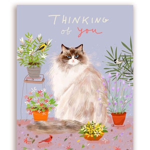 Thinking of You - Spring Cat Card - Ragdoll Cat