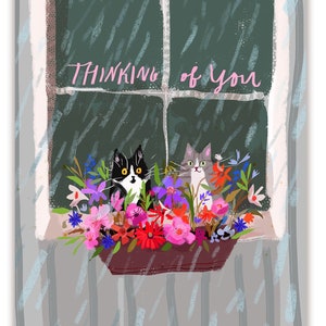 Thinking of You- Window Cat Card