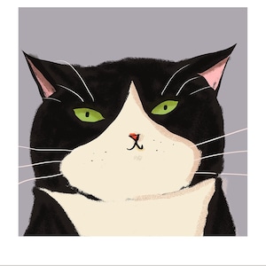 Big Head Cat Print - Tuxedo Cat