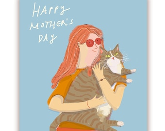 Happy Mother's Day Card - Cat Mom Card - Big Baby