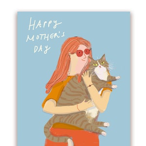 Carte Joyeuse fête des mères - Carte maman chat - Grand bébé