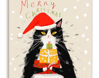 Merry Christmas Cat Card- Gifts