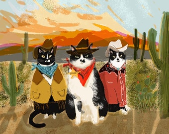 Cowboy Cat Print - Limited Edition Print - Cat Art - Western