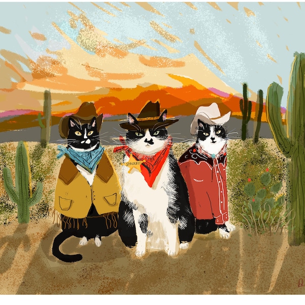 Cowboy Cat Print - Limited Edition Print - Cat Art - Western