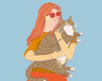 Cat Mom Print - Cat Art - Cat Lady