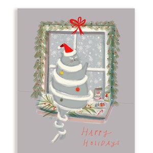 Happy Holidays - Window Cat Card - Christmas Cat Card - Limited edition