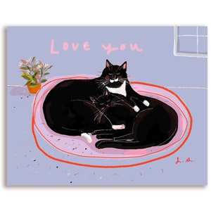 Love You Cozy Cat Pile Card image 1