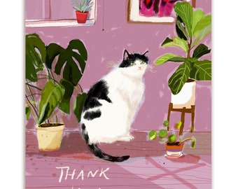 Houseplant Cat Thank You Card