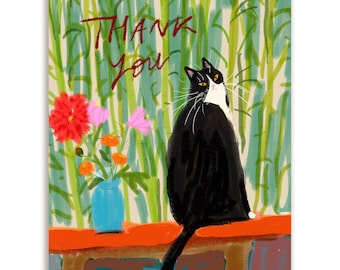 Thank You Cat Card - Bamboo Kitty