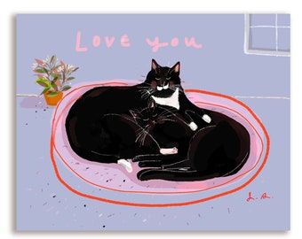 Love You - Cozy Cat Pile Card