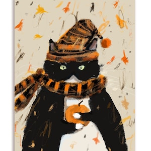 Baby Pumpkin Cat Card - Fall Card