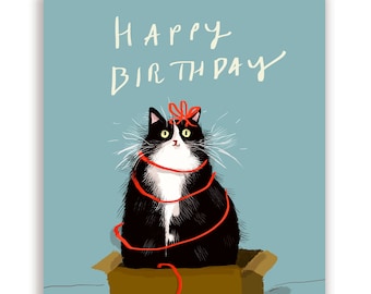 Happy Birthday Card - Box Kitty - Funny Birthday Cat Card