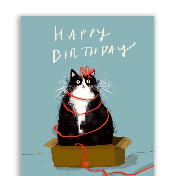 Happy Birthday Card - Box Kitty - Funny Birthday Cat Card