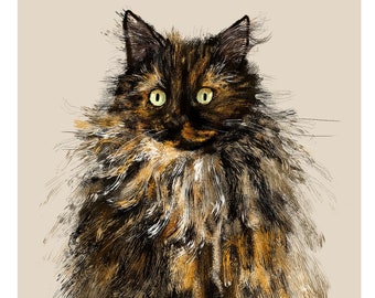 The Floof Cat Print- Cat Art - Cat Painting - Cat Illustration