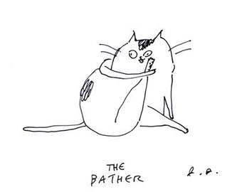 The Bather - Cat Print - Bathroom Art