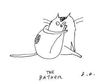 The Bather - Cat Print - Bathroom Art