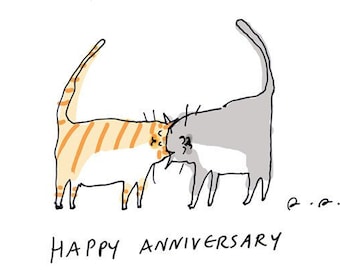 Alles Gute zum Jubiläum Karte - Katze Karte