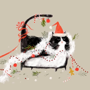Funny Christmas Card Merry Mess Funny Christmas Cat Card image 1