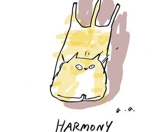 Cat Art Print - Harmony Cat Print- Ink Drawing- Cat Art- Cat Drawing