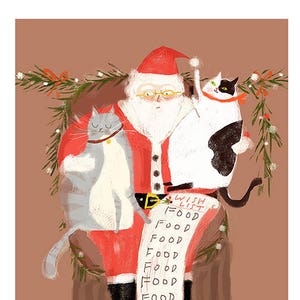 Alles, was ich mir für Weihnachten wünsche, ist ...Essen - Weihnachtskatzendruck - Weihnachtskunst - Feiertagsdekor