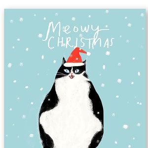 Funny Christmas Card - Cat - Meowy Christmas - Christmas Cat Card - Santa Cat