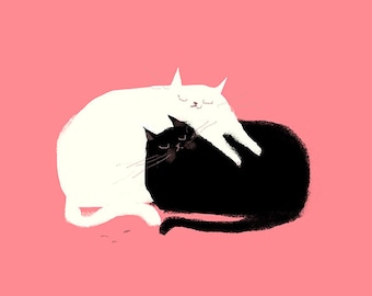 Cat Painting - Love Pile - Cat Art - Cat Mom - Love