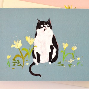 Carte de chat de campagne - maman de chat - chat de smoking - carte d'amant de chat - carte de pensée de vous-carte de remerciement