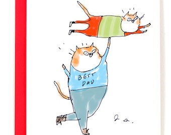 Best Dad Ever - Funny Father's Day Card - Cat Dad Card