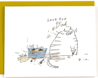 Funny Cat Dad Card - Love You Dad - Cat Dad- Litter Box - From the Cat
