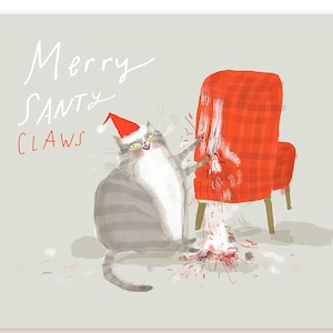 Funny Christmas Card - Merry Santy Claws - Christmas Cat Card - Cat Mom Cat Dad Holiday Card
