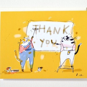 Thank You Cat Card - Sign Painters - Funny Thank You Card- Cats