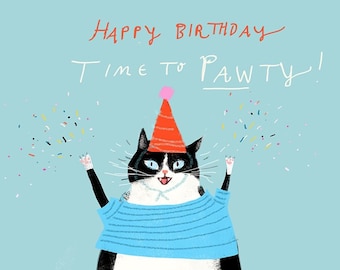Pawty Time Birthday Cat Card