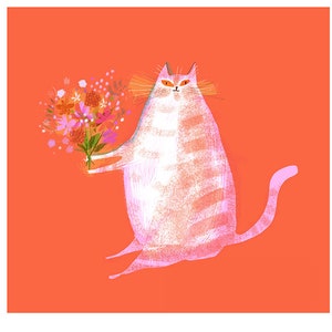 Flower Cat Print - Spring Art