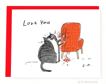 Chair Rip Cat Card - From the Cat - Cat Mom or Cat Dad Card