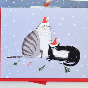 Carte de chat de Noël - Chats de Noël - Joie des Fêtes - Carte de Noël amusante pour les amoureux des chats - Cartes de chat de Noël