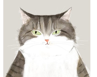 Grey Baby Cat Print- Cat Painting - Cat Wall Art