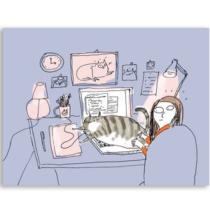 Don't Work Too Hard Cat Card - Funny Cat Card - WFH
